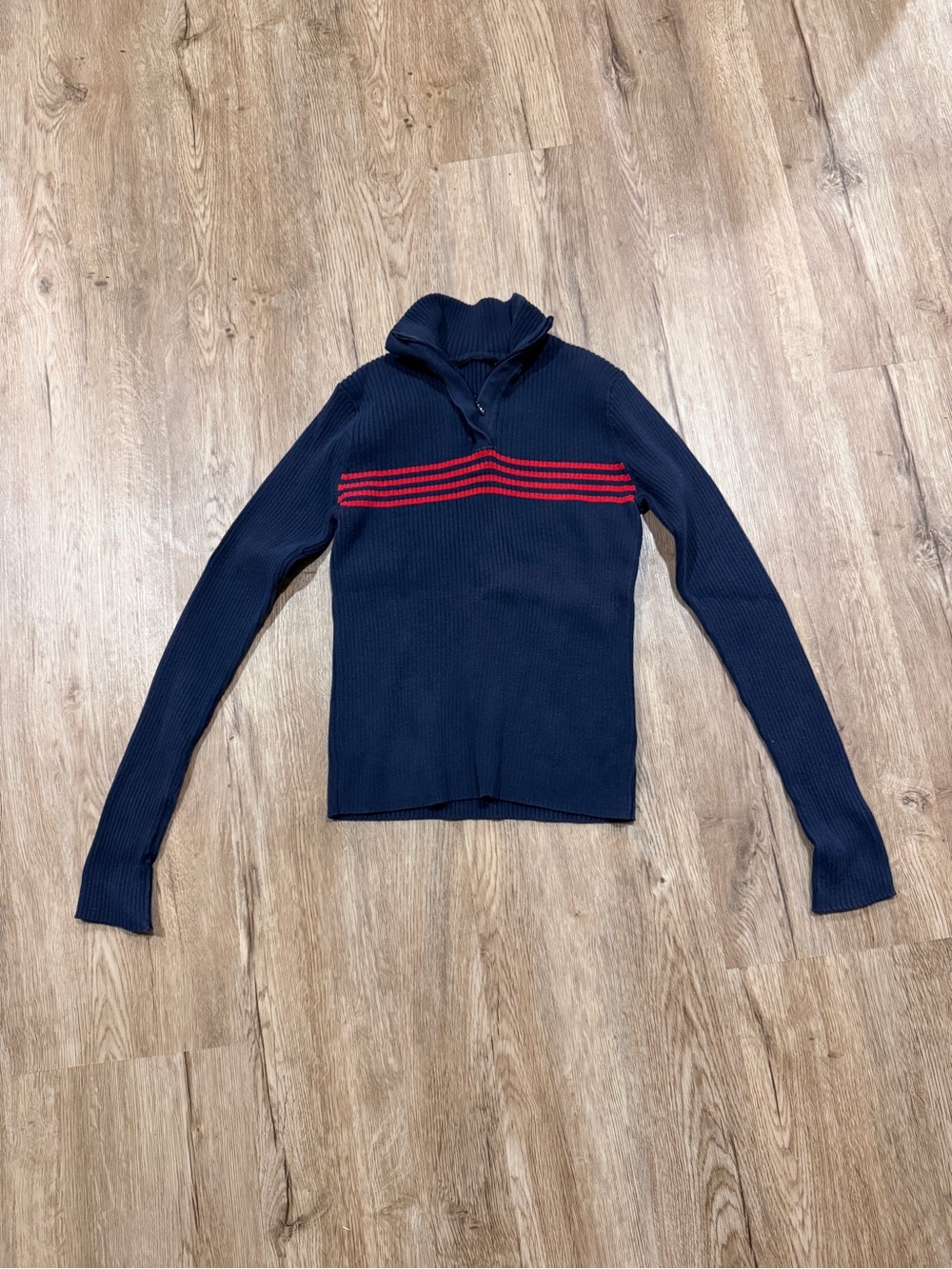 Vintage Polo Jeans Co Ralph Lauren RL Flag 1/4 Zip Sweater Navy Blue Small